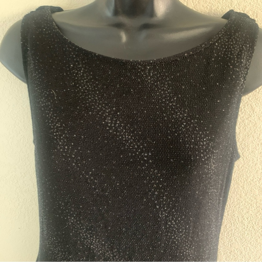 Slip Dress Size M Black Sparkle Mesh Draped Back David Wayne Classic Vintage Y2k